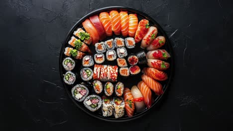 sushi platter with nigiri, maki and sashimi