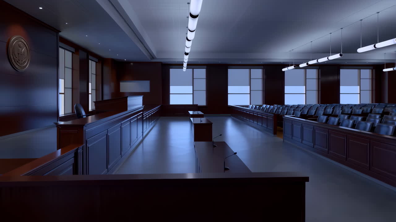 interior de la sala de juicio vacía
