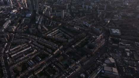 pan up aerial shot from the angel islington towards the city of london