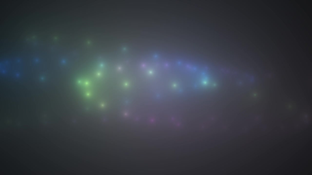 Motion graphic astratta di particelle luminose e colorate che si muovono a spirale.