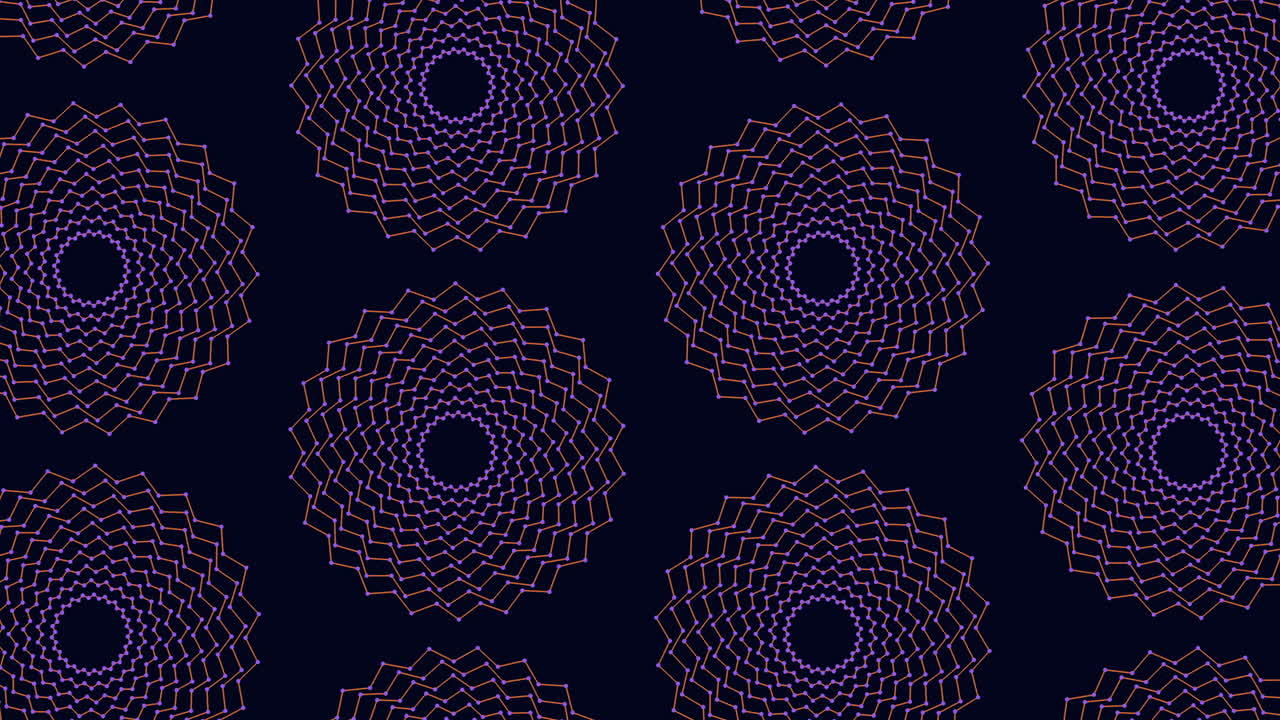 Green and yellow spiraling circle pattern on black background