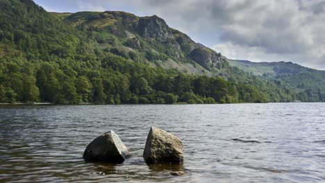 the centenary stones time lapse in derwent water lake in the english lake district, cumbria