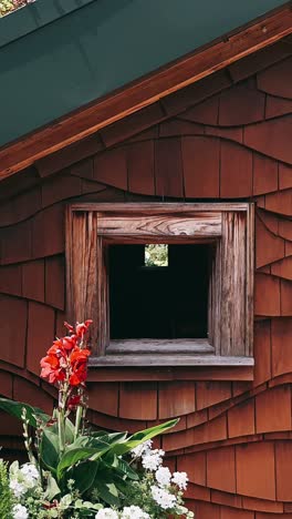 rustic house exterior with flowers