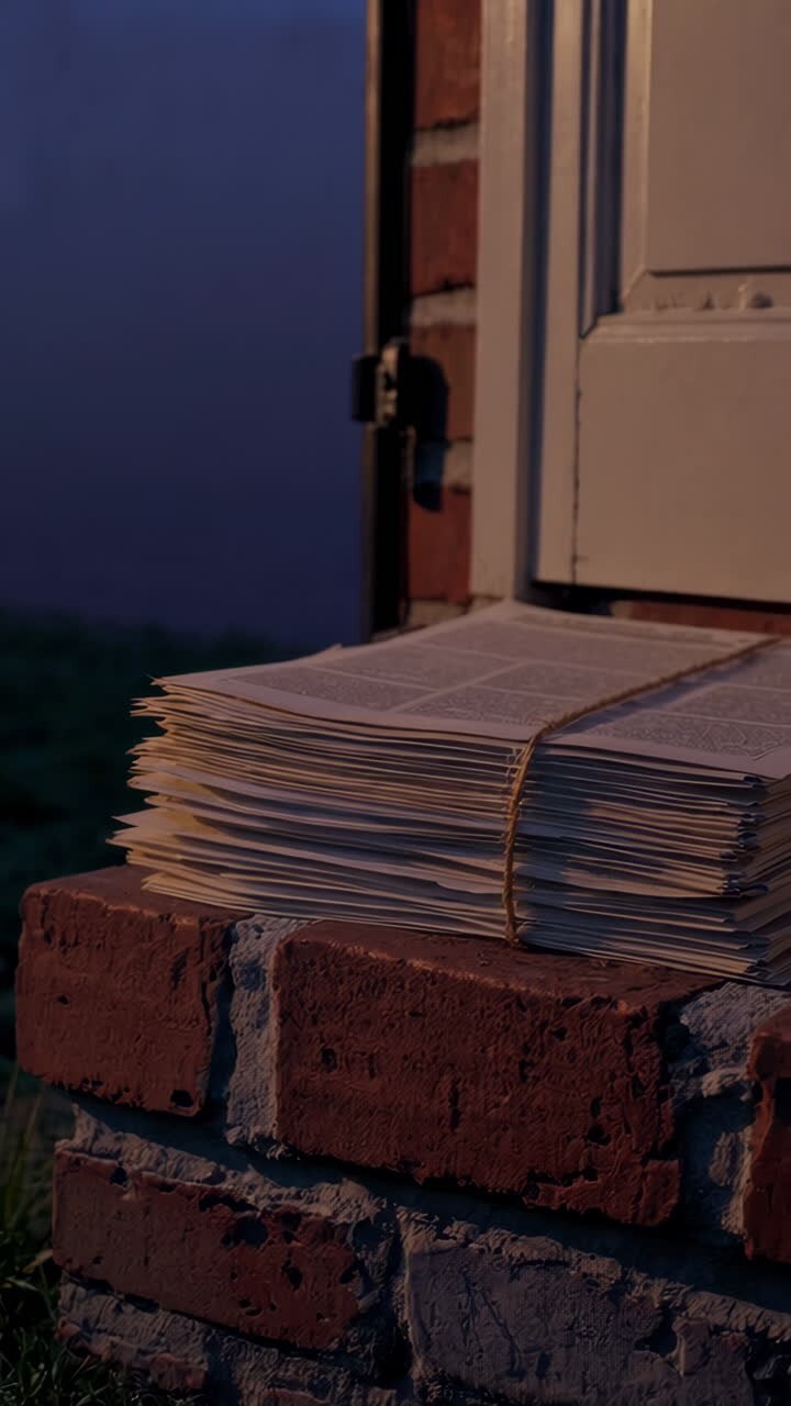 Pila di giornali al tramonto