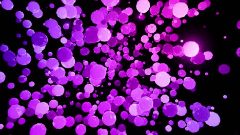 fondo festivo abstracto con esferas azules rojas colocadas en un plano y luces de neón parpadean al azar en la oscuridad. bucle hermoso bg en 4k. bombillas de neón para espectáculos o eventos, exposiciones, festivales