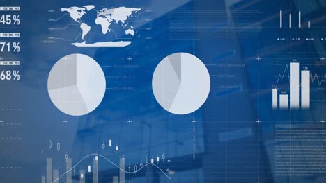 Animation-Von-Finanzdiagrammen-Und-Daten-über-Dem-Stadtbild