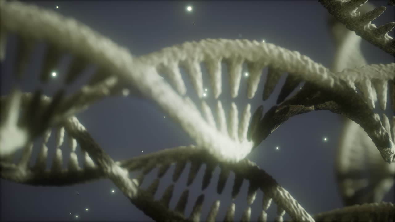 estructura helicoidal doble de la cadena de adn animación de primer plano