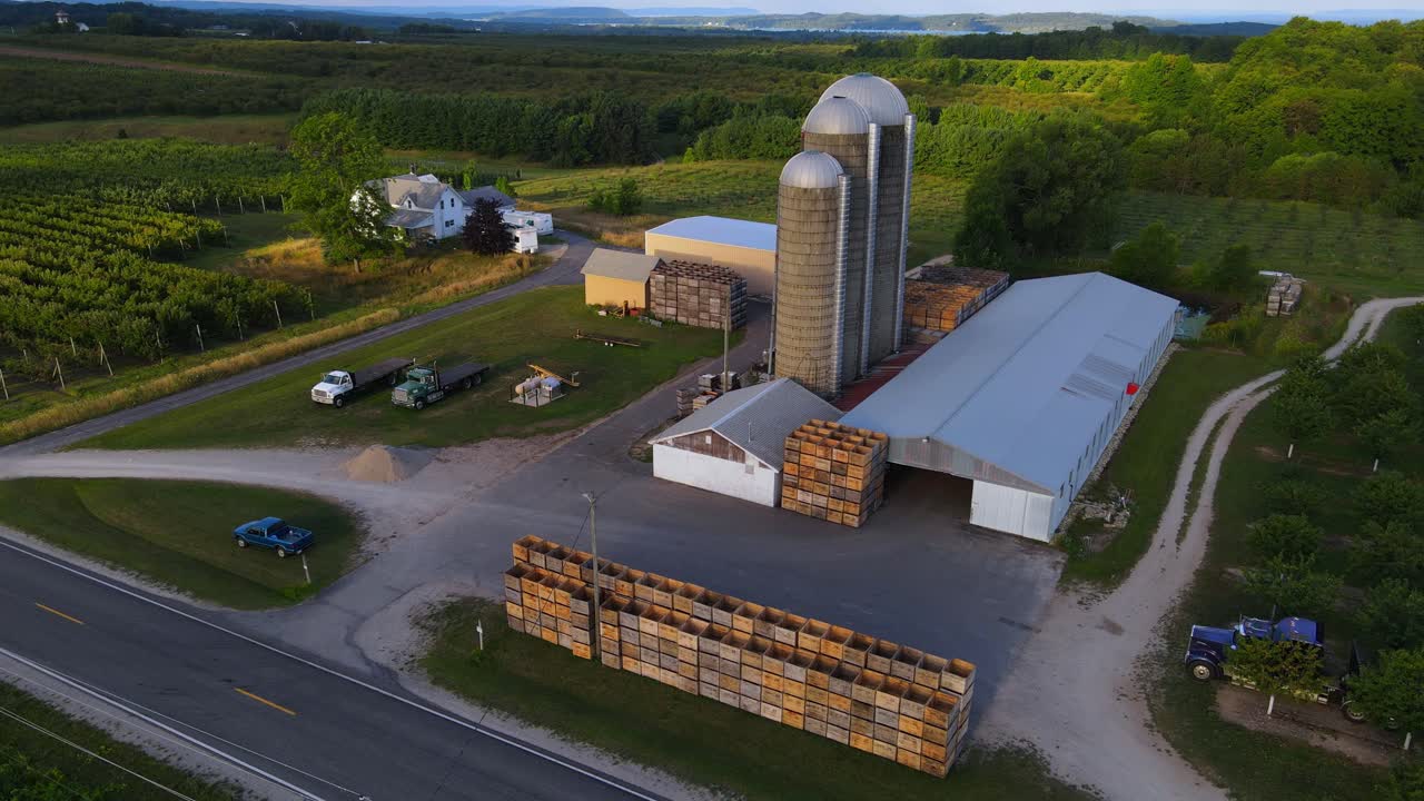 Old traditional American farm, aerial drone view