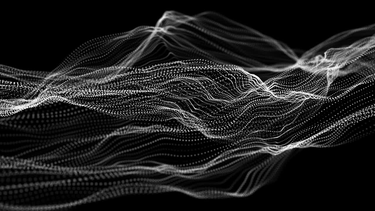 Wave 3d. Abstract wave dots in dark background. Big data. Technology background