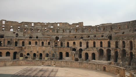 ancient ruins inside the old amphitheater in el djem, tunisia