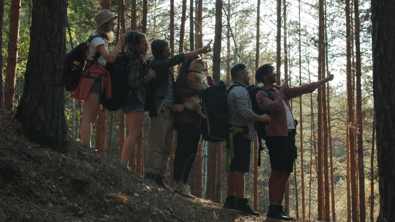 Friends Hiking in the Woods