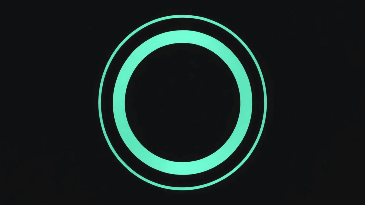 Abstract Motion Graphic Featuring Pulsing Neon Green Circles on Black Background