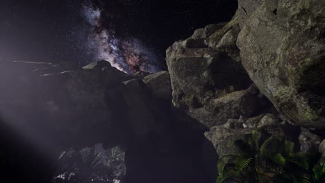 4k astrophotography star trails over sandstone canyon walls.