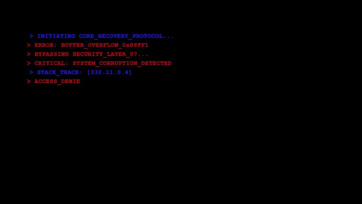 Computer Terminal Displaying System Error and Security Breach