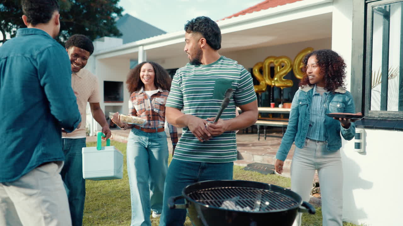 Group of friends having a barbecue party
