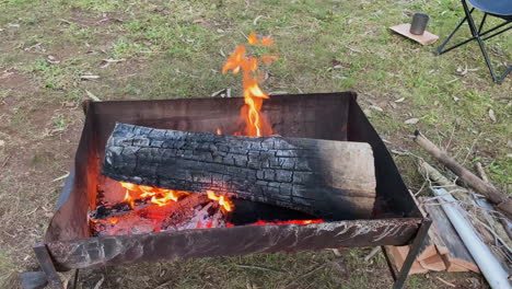 beautiful campfire with a glowing red hot flame