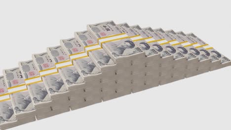 many wads of money. 1000 japanese yen banknotes. stacks of money.