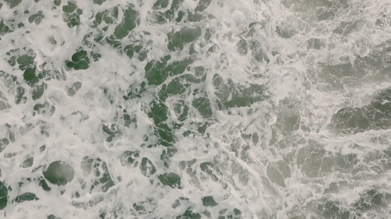 Aerial drone of sea waves, close up, slowmo