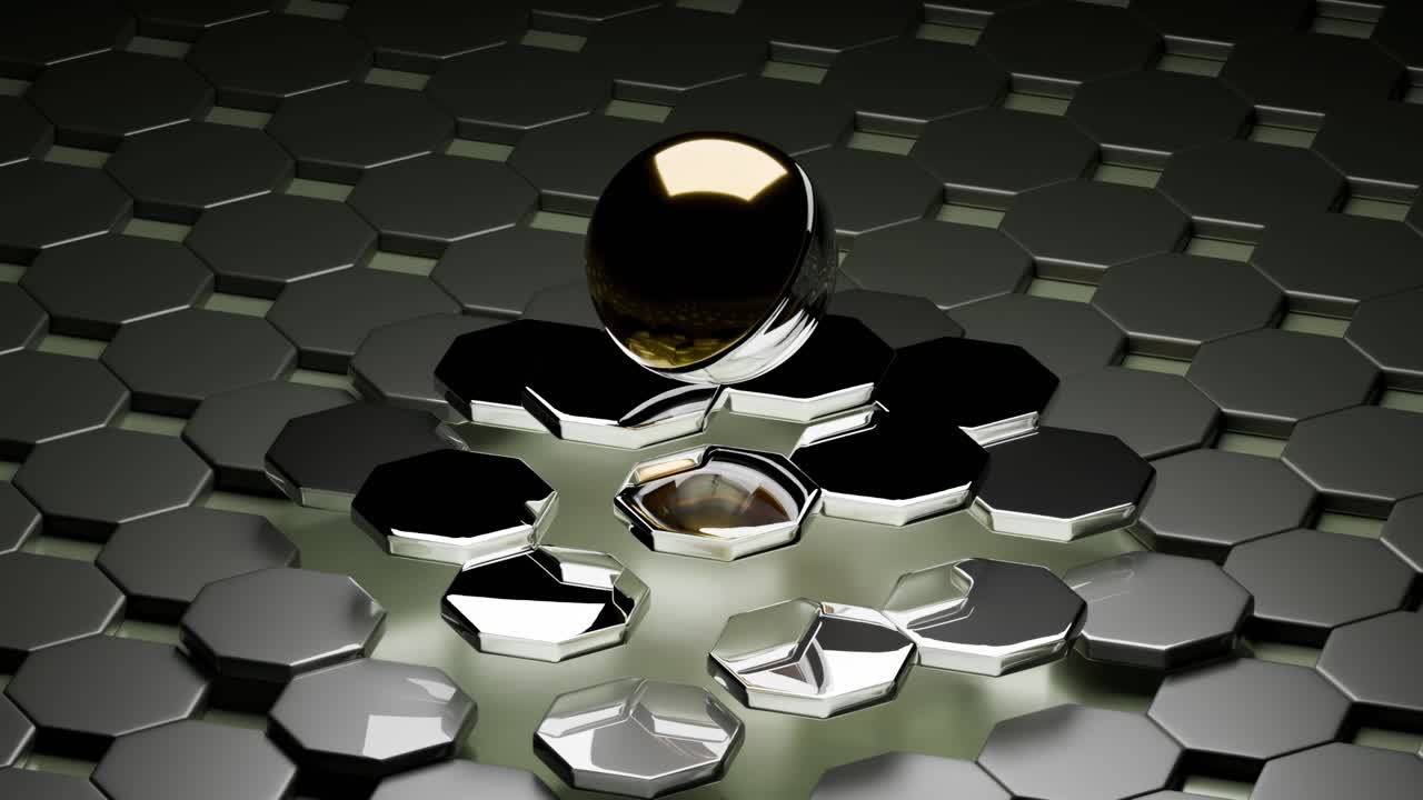 Abstract 3D Rendering of Geometric Shapes with a Golden Egg