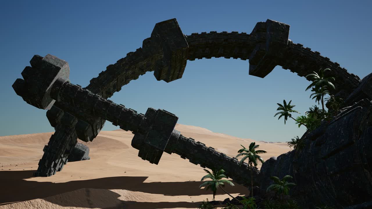 사막에 있는 오래된  ⁇ 은 외계인 우주선.