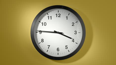 clock face on yellow wall in time lapse