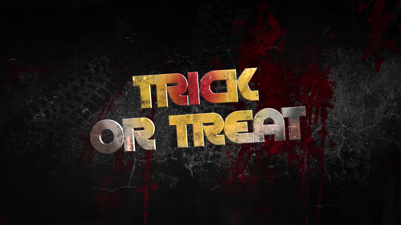 truco o trato en la pared grunge oscuro con sangre roja