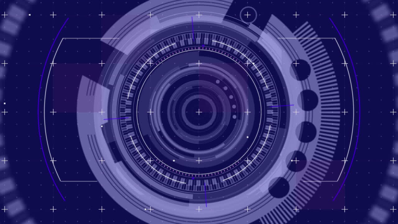 animación del escaneo del alcance y los marcadores que se mueven sobre la cuadrícula en segundo plano