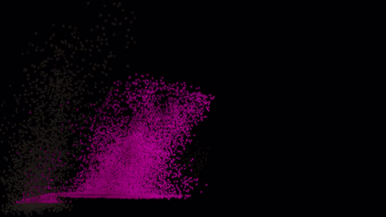 Explosion de particules roses sur fond transparent