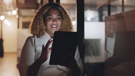 black woman with tablet for research