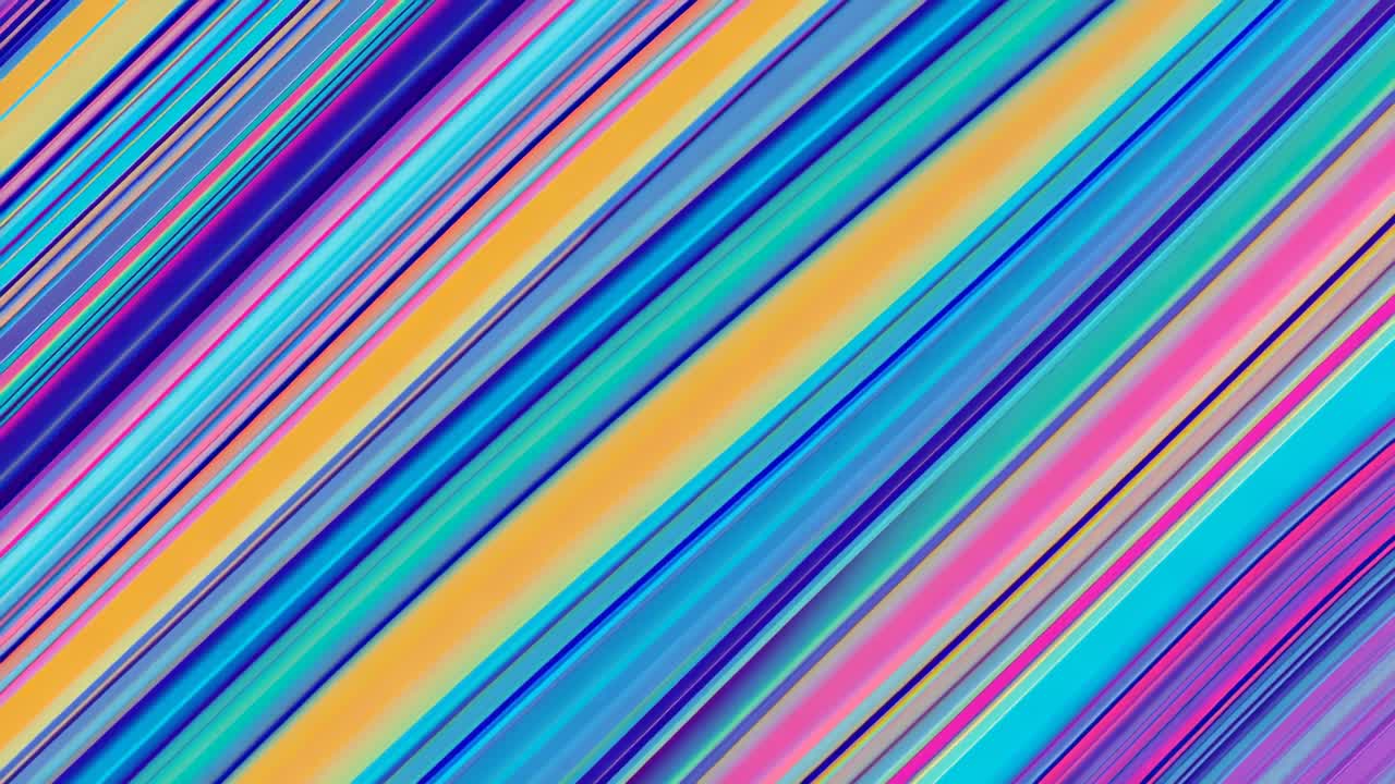 Bandas diagonais finas e grossas em tela cheia que se movem e deslizam em um gráfico digital abstrato cintilante.