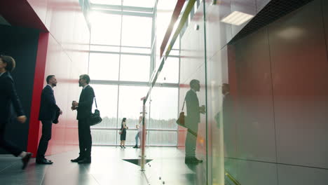 business people in a modern office hallway
