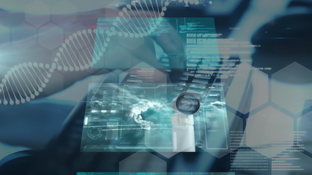 키보드에 입력하는 사람에 대한 데이터 처리 및 dna 구조와 함께 여러 화면