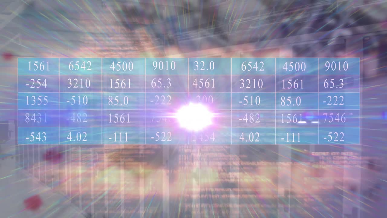 Animation of light spot and data processing against empty server room