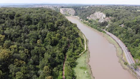 static view looking down the river avon and leigh woods in bristol england