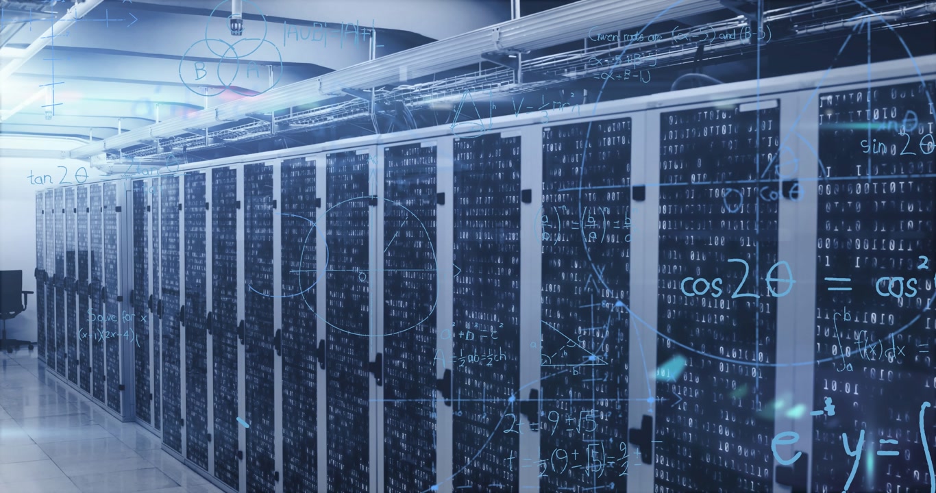 Animation of data processing over server room