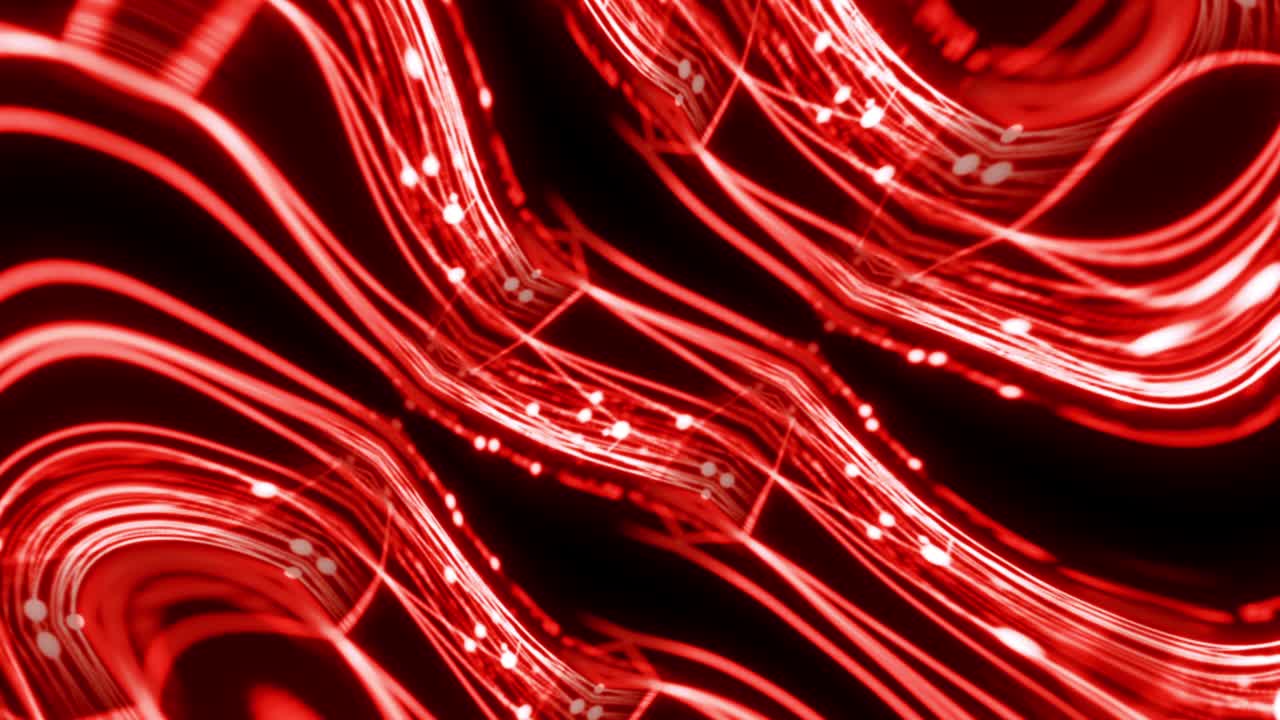 레드 와이어 프레임 트리피 모션 웨이브 루프 (red wire frame trippy movement wave loop) - 추상적인 기술, 공상 과학 소개, 동적 합성 파동 스타일과 함께 미래의 배경, 최면 모션, 4k 3d 렌더링, 시엄리스 루프, 디지털 컨셉