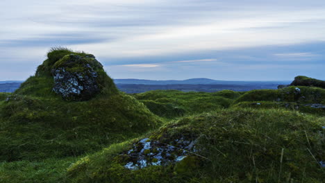 timelapse of rural landscape during sunset and blue hour in grass land field in county sligo in ireland