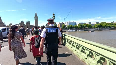 busy day with police presence in london