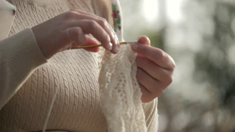 Close-up-of-cashmere-crochet-work-from-sheep's-wool