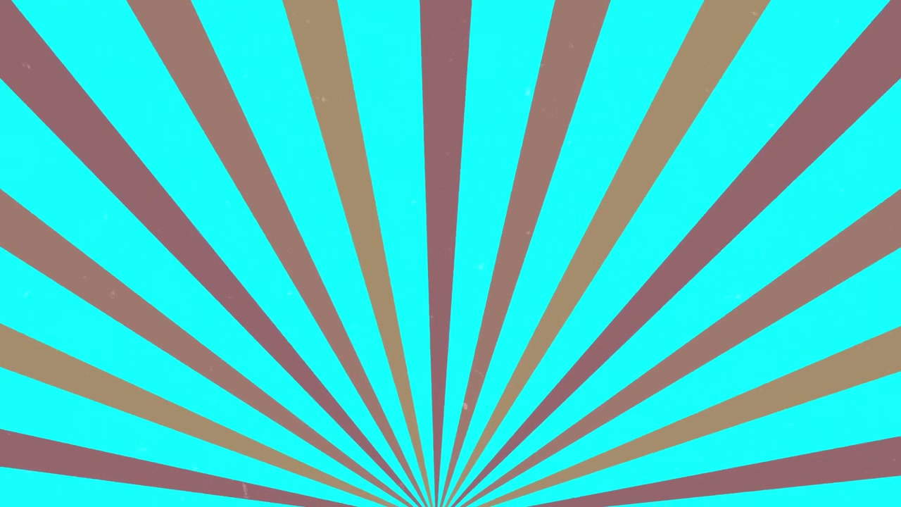Looping Retro Pop Art Sunburst Background with Cyan and Brown Rays