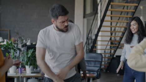 happy office dance party