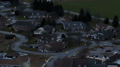 american retirement neighborhood community at night