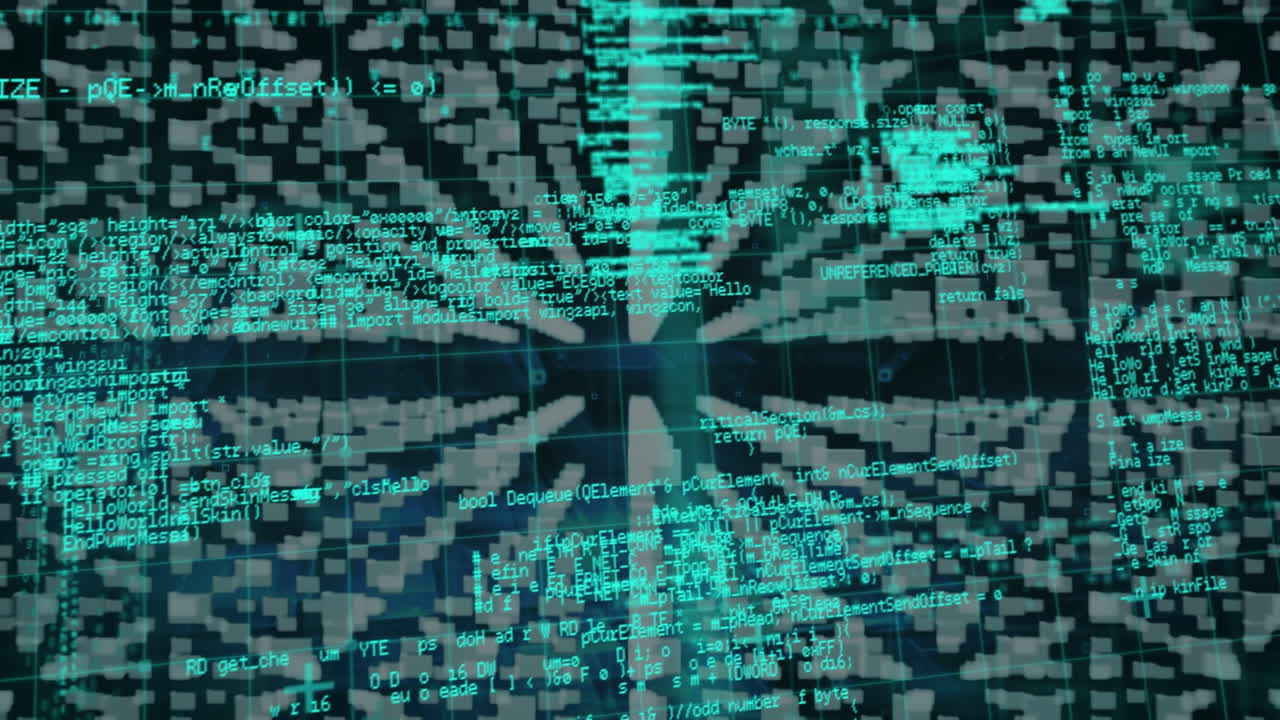 Animation of folders, data processing and security padlock in green and black space