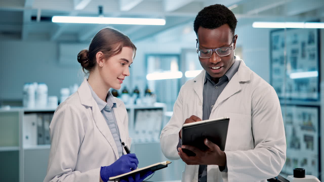 Scientists conducting research in a laboratory