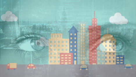 ojos y animación de una ciudad