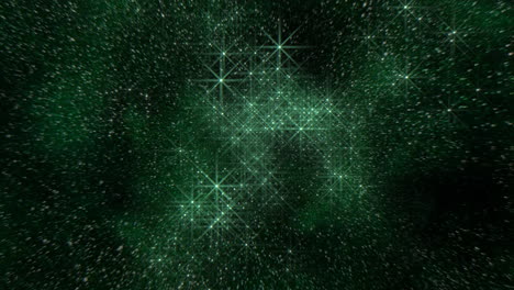 a dynamic background with glowing stars on a vibrant green and black canvas. the stars twinkle and shift in various directions, creating a mesmerizing visual display