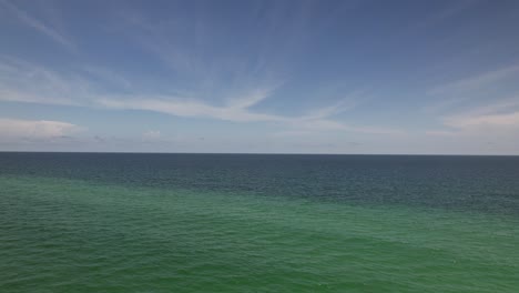 drone aerial view of clear waters and beach of florida