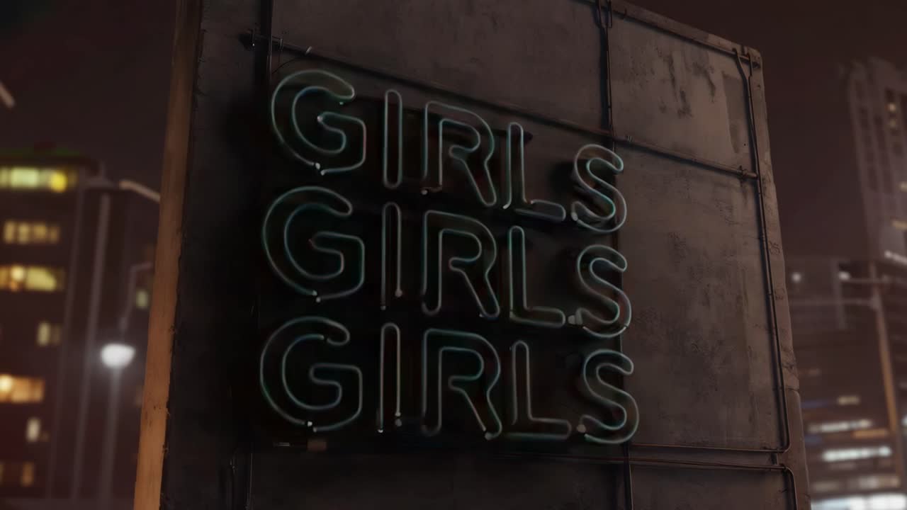 Insegna al neon con Girls Girls Girls