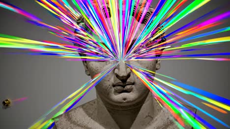 color burst on ancient roman bust