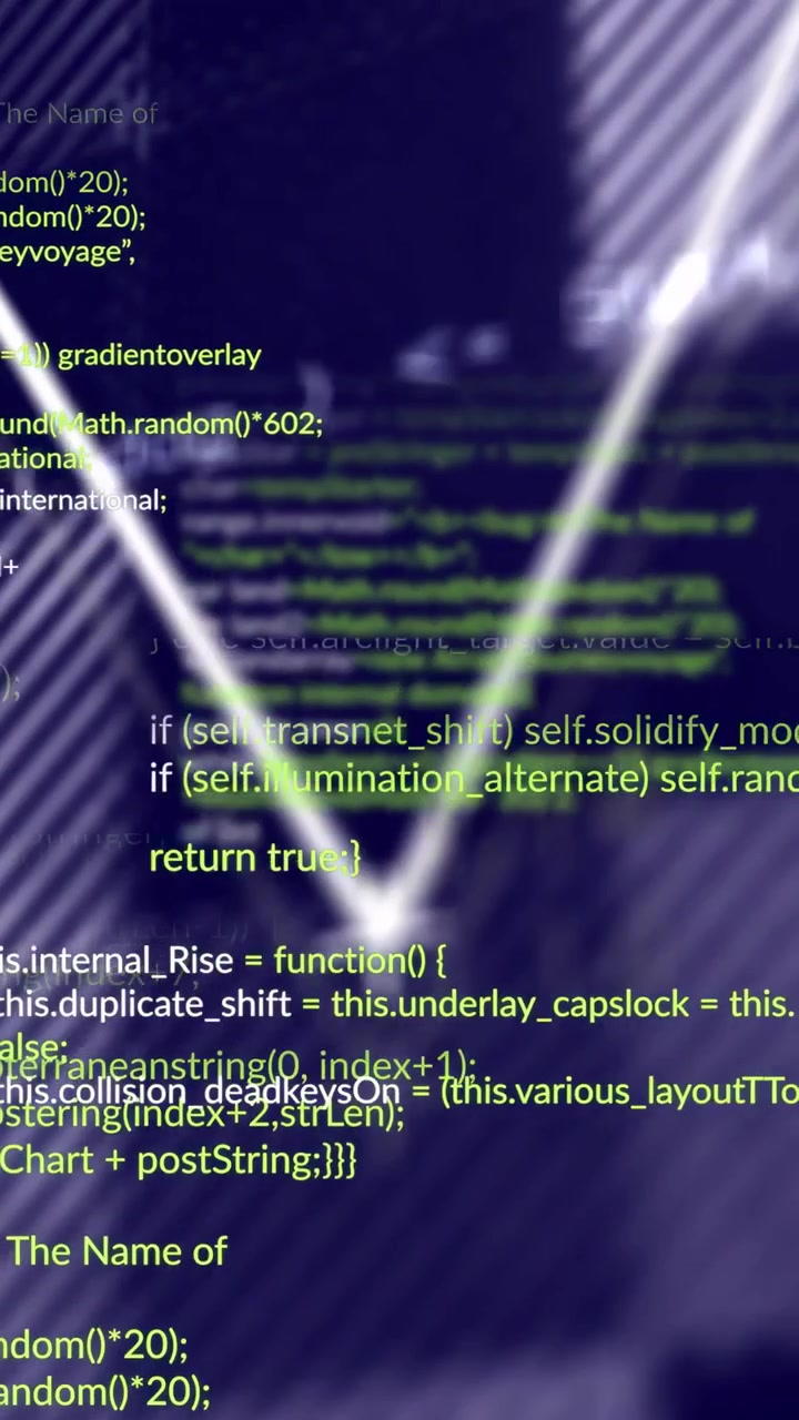 Vidéo verticale : Bloc de code défilant à l'écran, une traînée lumineuse révèle les lignes clés de l'interface utilisateur.